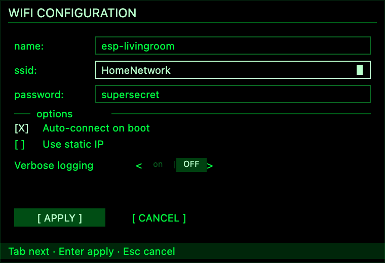 Terminal Config Form