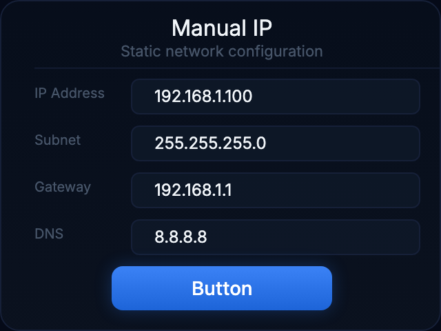 Manual IP Config