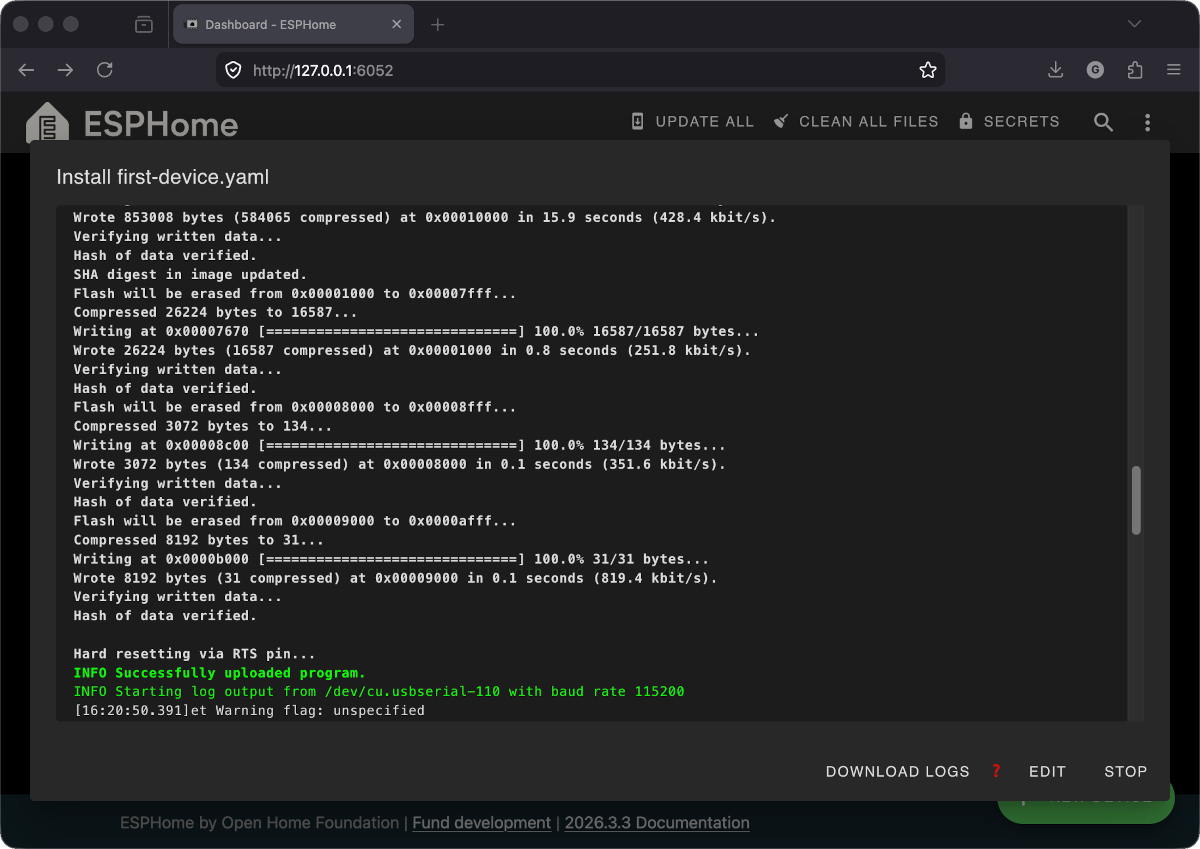 Upload success log