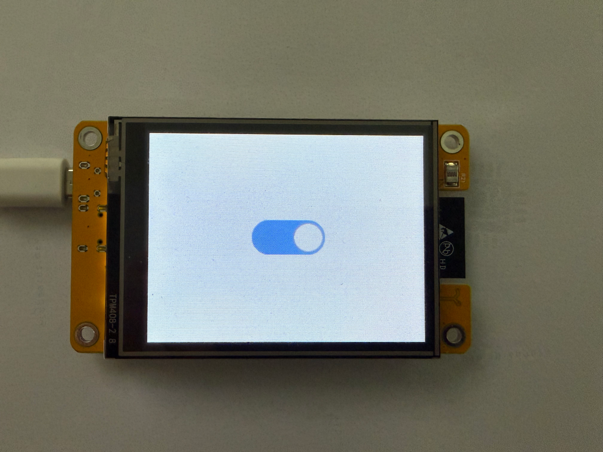 LVGL Designer canvas showing a switch widget selected in the element tree
